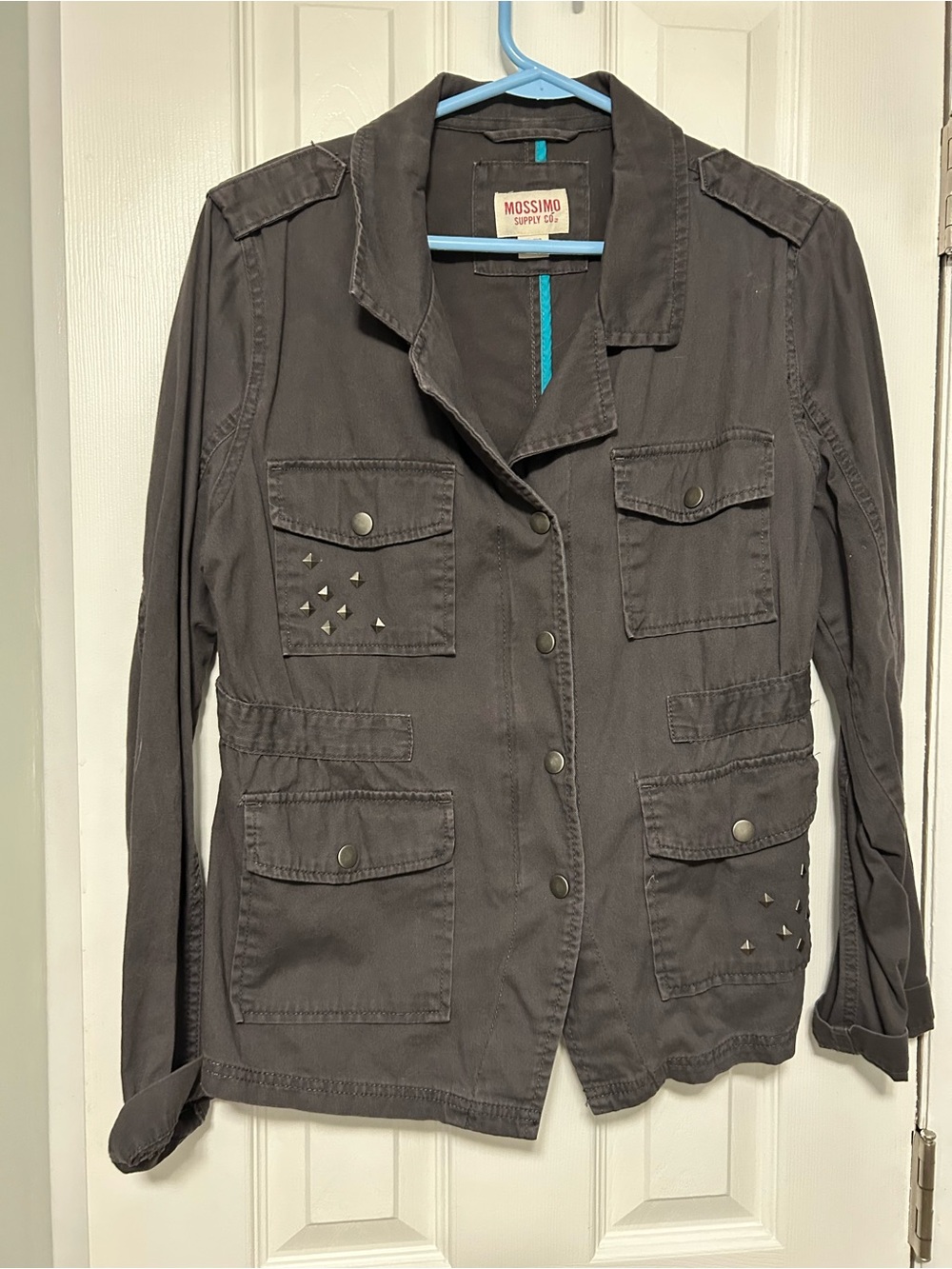 Mossimo Supply Co. women's charcoal gray stud-detail utility jacket